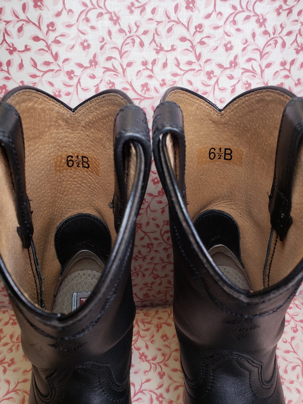 Ariat Black Heritage Roper Leather Western Cowboy Boots - Picture 5 of 10